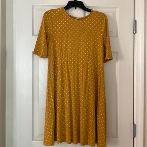 Mustard polka dot swing dress